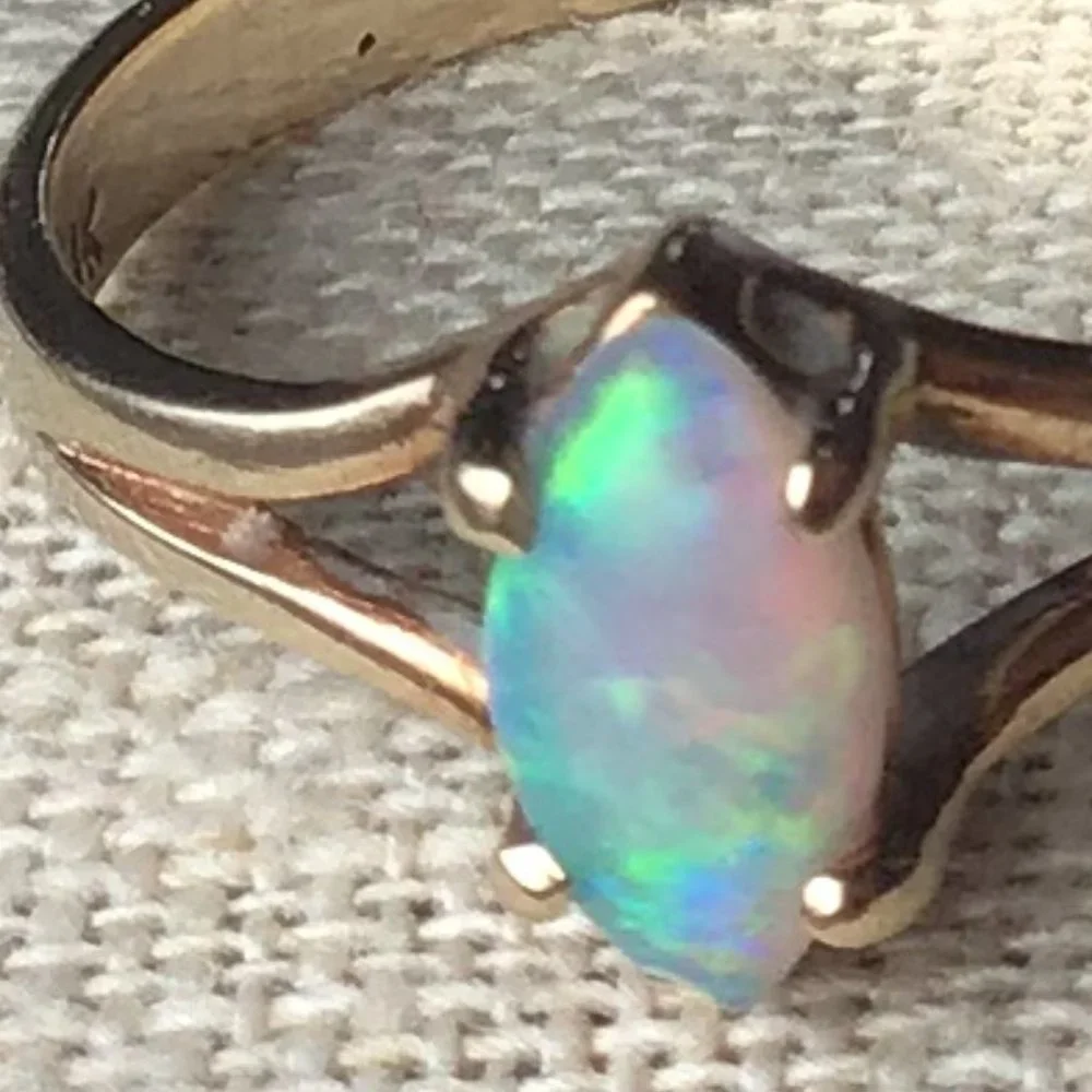 10K Gold & Natural Opal Vintage Ring - KSK - Picture 12 of 16